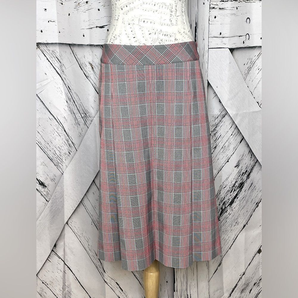 Brooks Brothers Skirt Pleated Glen Plaid Red Black 6